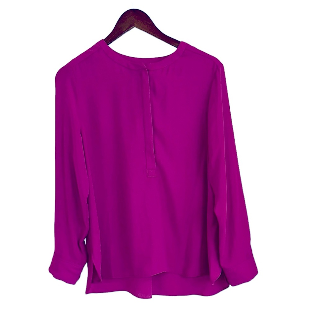 Apt.  9 long sleeve, purple wine, zippered blouse women PL